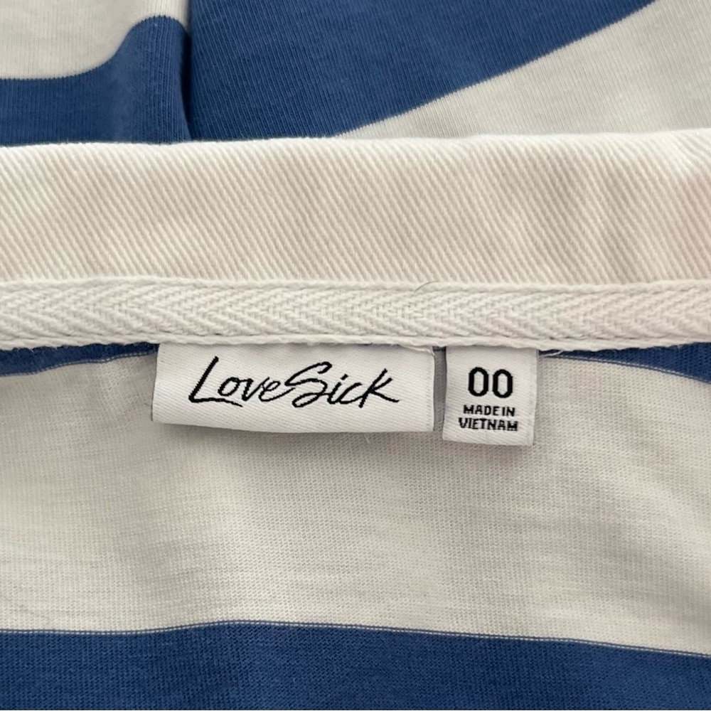 Lovesick Oversized Rugby Polo in Navy & White - Picture 4 of 5